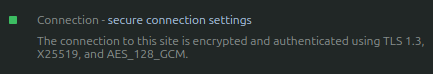 Google Chrome developer tools saying that the encryption is X25519