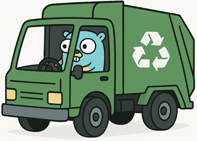 A gopher driving a bin lorry