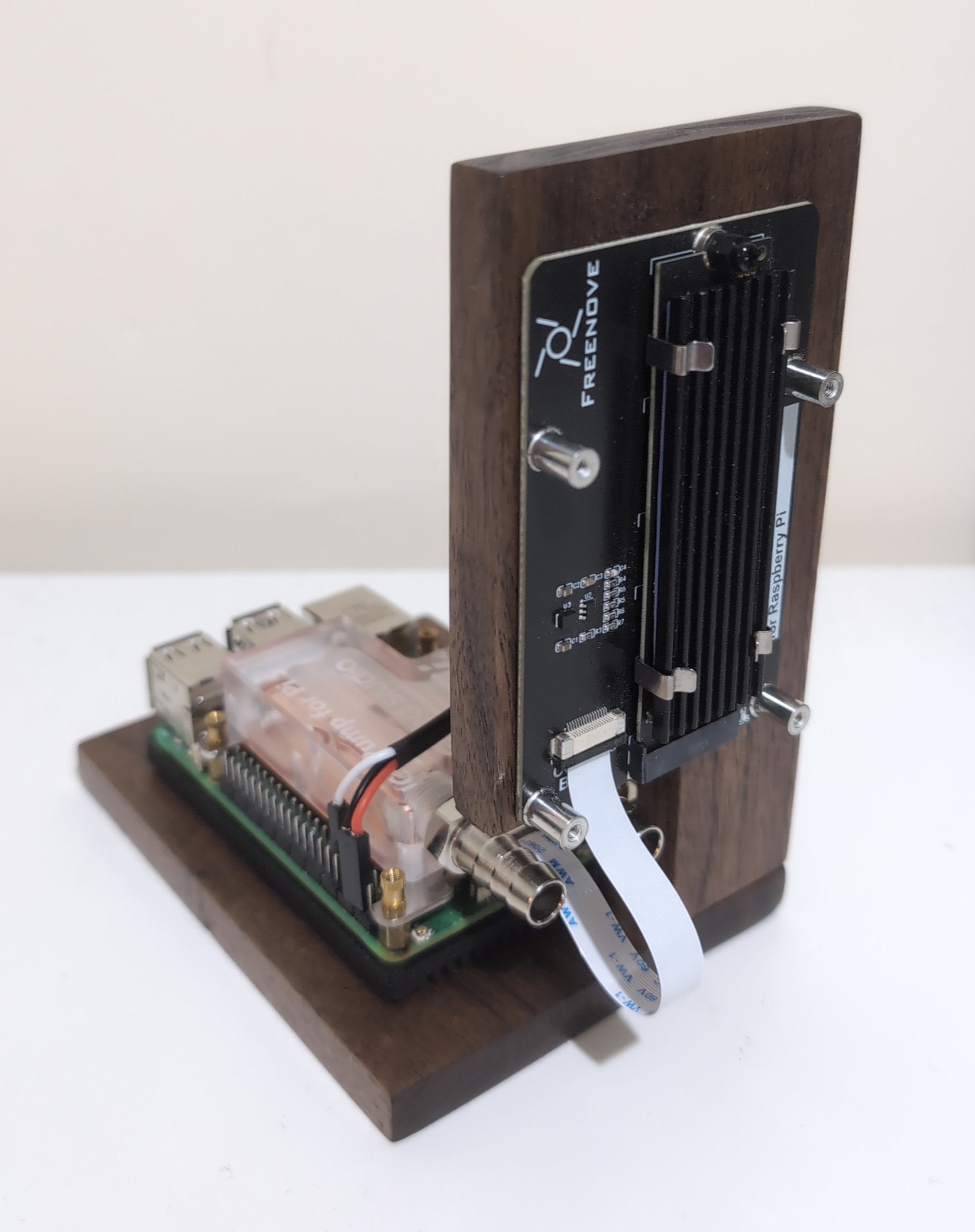 NVMe SSD mounted vertically beside the Raspberry Pi