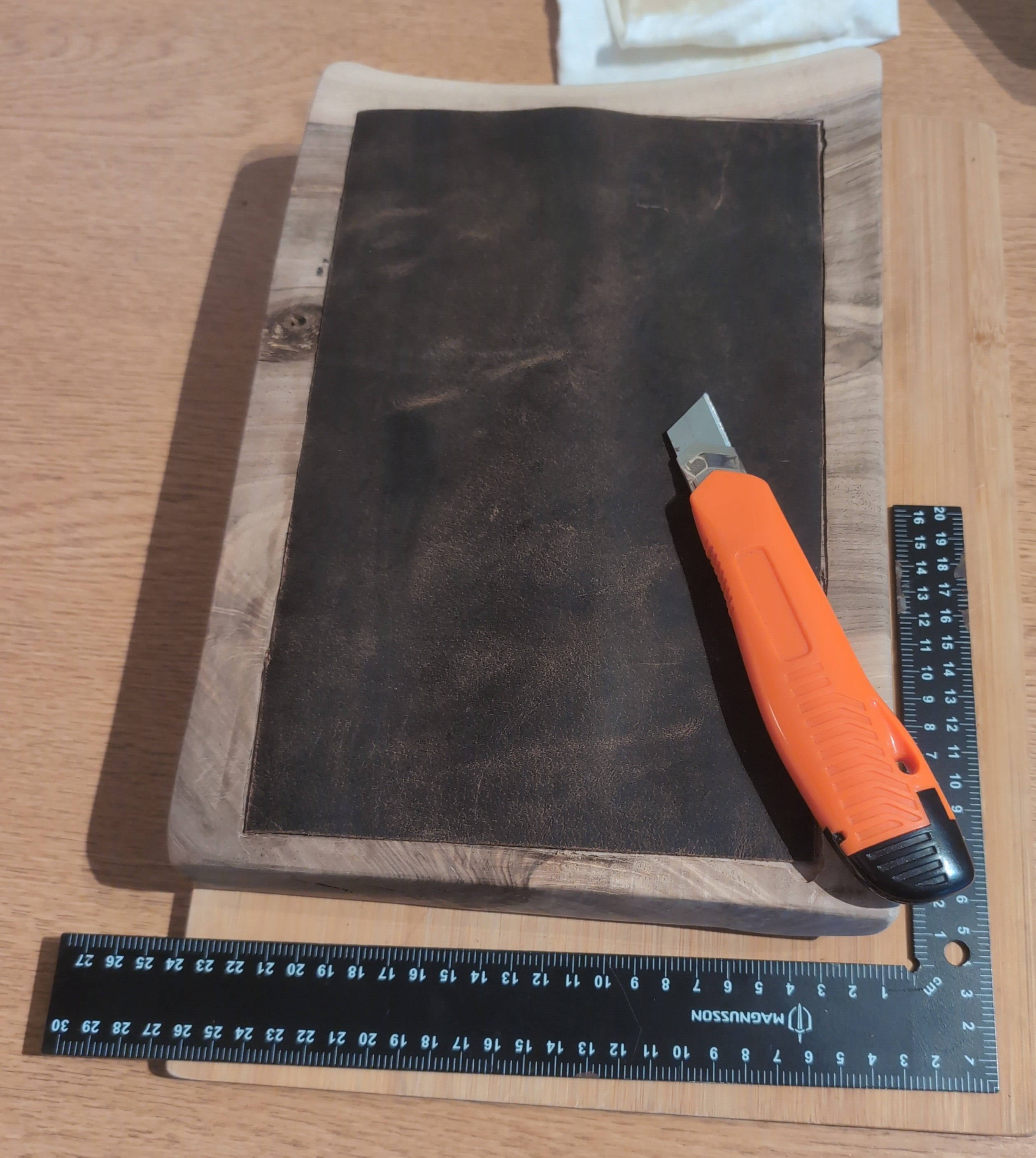 Cutting the leather